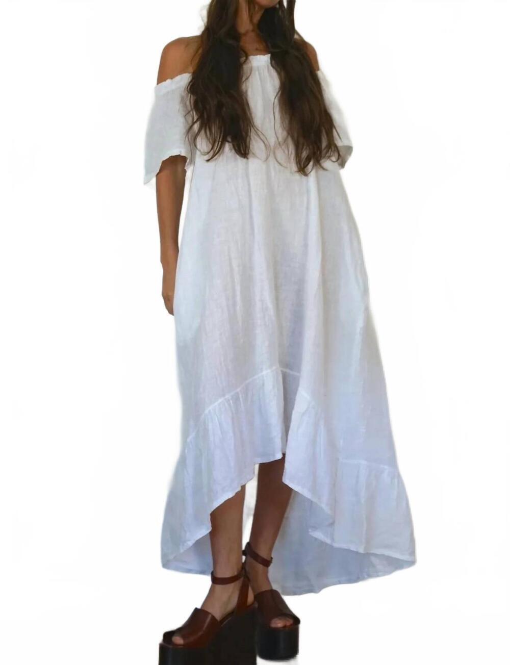 NEW SHANI florence off the shoulder midi dress in white